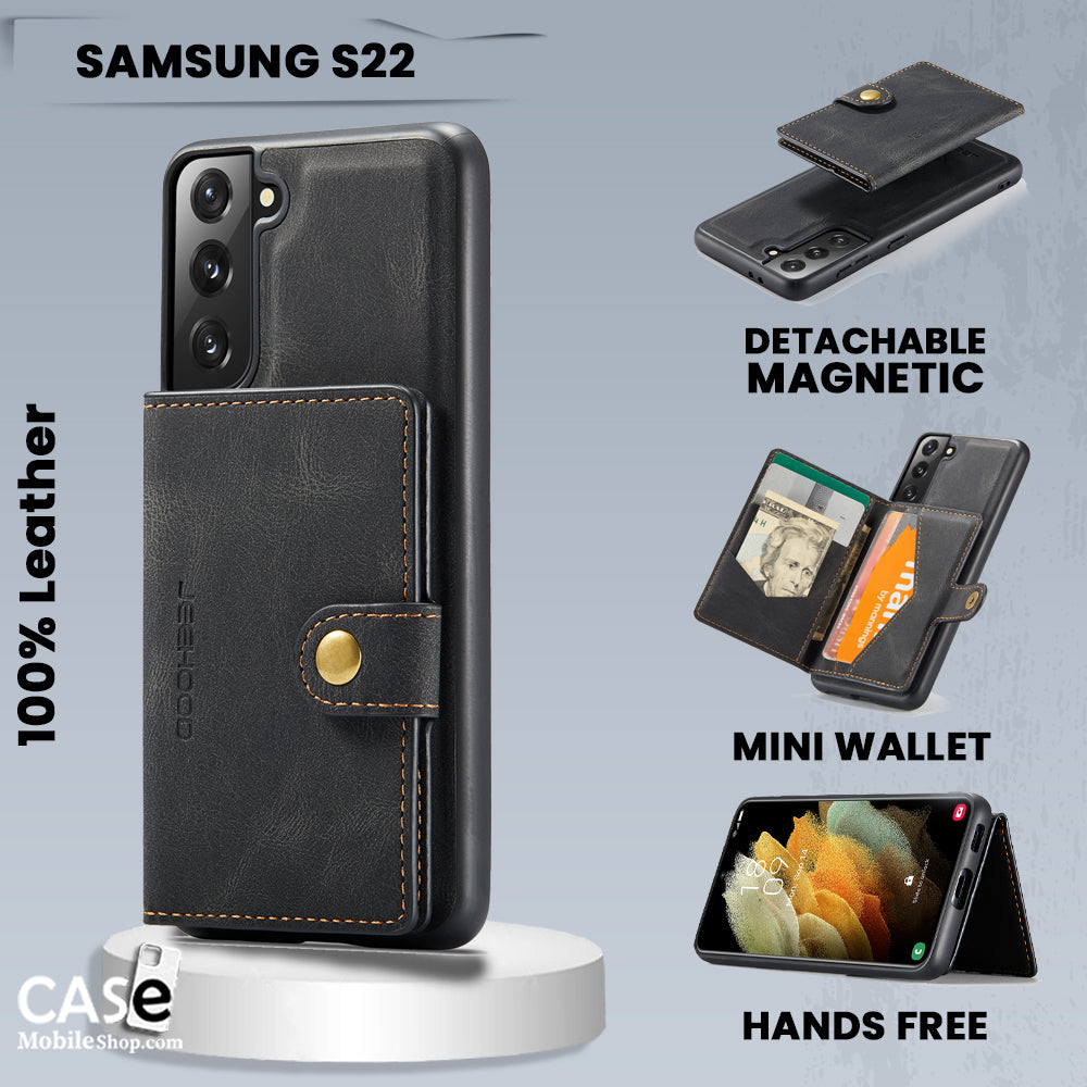 Samsung Galaxy S22 Ultra Magnetic Detachable Leather Wallet Case